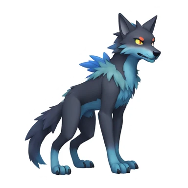 Edgy Colorful Digimon-Fakemon-Wolf full body sticker