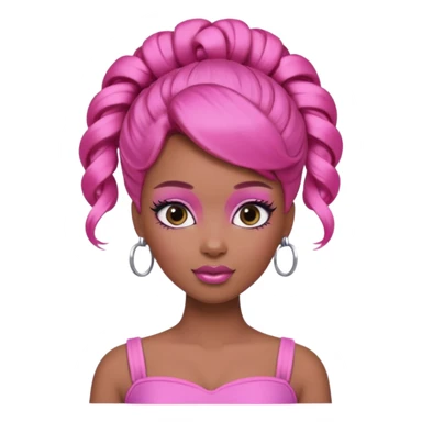black barbie. updo hair, pink hair, perfect makeup and super pretty sticker