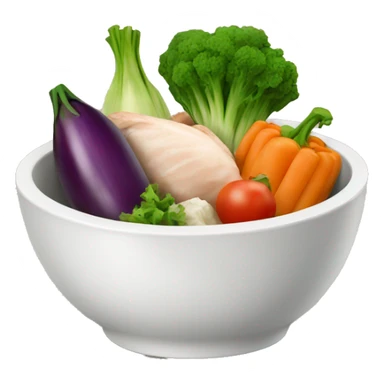 Bowl with vegetables and chicken sticker