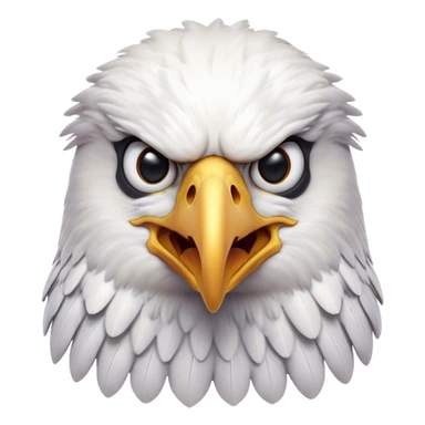 Cinematic Comical American Eagle Portrait Emoji, Head tilted dramatically with an exaggeratedly shocked expression, featuring a robust, powerful form with wide, comically expressive eyes full of playful disbelief and a mix of stark white and dark plumage, Simplified yet hilariously expressive features, highly detailed, glowing with a slightly sassy majestic glow, high shine, dramatic yet playful, stylized with an air of cheeky aerial mischief, soft glowing outline, capturing the essence of a meme-worthy American eagle that looks ready to side-eye its way into viral fame! sticker