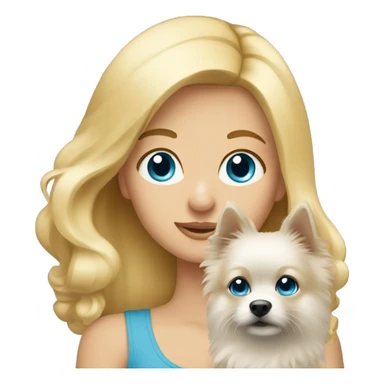 Blonde girl blue eyes holding spitz  sticker