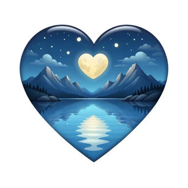 heart with moonlit lake theme sticker