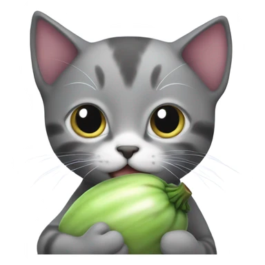 Kitten holding eggplant sticker