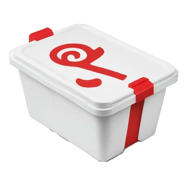 A short Styrofoam to-go box that contains a red logo on the top of it that reads "Canes" sticker