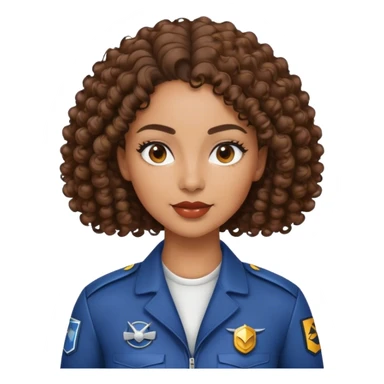 A mixed-race woman with a sleek, middle-parted, and curly hair en tenue de pilote  sticker