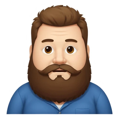 Tall chubby guy with big fluffy beard and a shag cut sticker