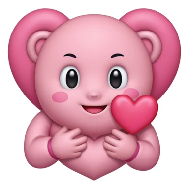 create a chibi sticker of Kirby smiling with a heart in his hands sticker