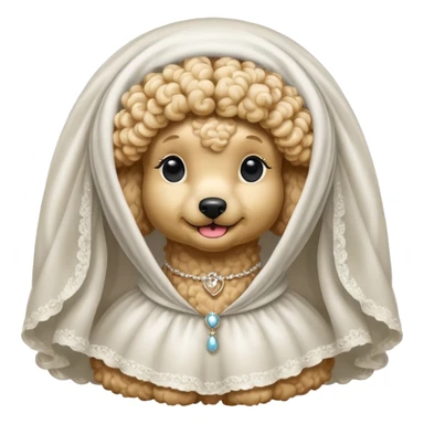 poodle in white veil  sticker