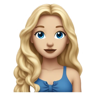 Girl with long flowy blonde hair pink lips and blue eyes, not close up sticker