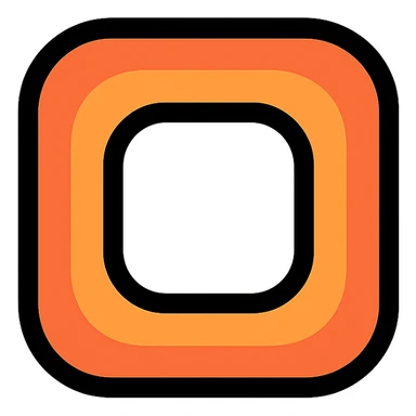 stylized icon of a square with rounded corners, white core, flowing ombre gradient outward to black, black border effect without visible outline, no text sticker
