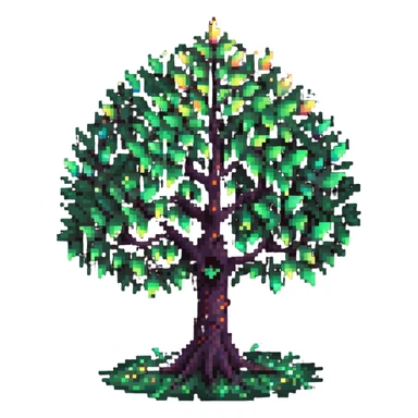 mystical tree with sparkling leaves and glowing magical aura sticker