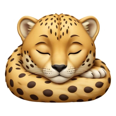 Meme-Worthy Cute Sleeping Cheetah Portrait Emoji, Head resting peacefully with a contented smile, showcasing a lean, muscular build and a luxuriously soft golden spotted Fur, eyes shut in a serene, restful nap, Simplified yet hilariously adorable features, highly detailed, glowing with a soft, drowsy light, high shine, relaxed and utterly lovable, stylized with an air of playful laziness, bright and heartwarming, soft glowing outline, capturing the essence of a comically sleepy cheetah, so meme-worthy it feels like it could instantly become the next viral sensation of adorable slumber! sticker