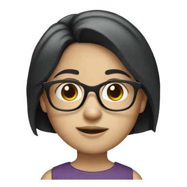 A white-skinned girl with black hair has roundy glasses sticker