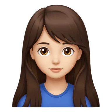 Girl with long brunette hair side bangs and neutral skin tone, brown eys  sticker