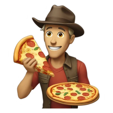 Luckyluke eat a pizza sticker