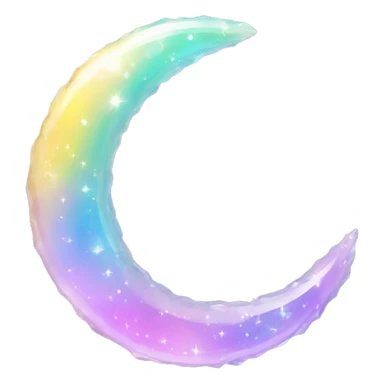 Pastel iridescent rainbow crystal crescent circle sticker