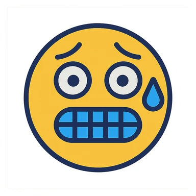 scared and nervous face, color outline icon, black outlines with subtle color sticker