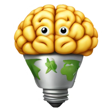  un cerebro, una bombilla y un símbolo de reciclaje,  sticker