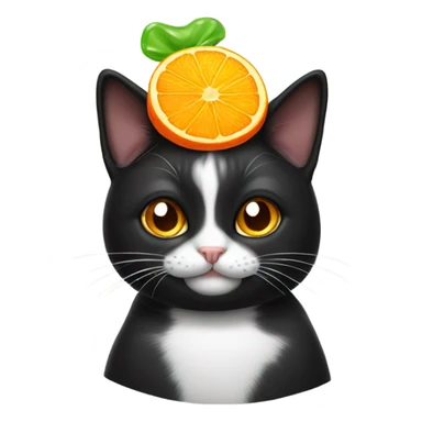 tuxedo cat with orange jello on head sticker