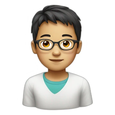 Little chinese peruvian boy with rectangular glasses sticker