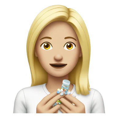 Blond woman taking pills sticker