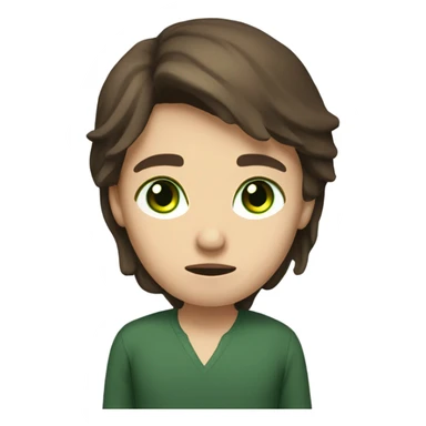 A depressed and exhausted public law student with long deep brown haut, fair skin and green eyes sticker