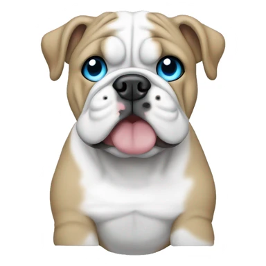 Create a white English bulldog with blue eyes and tees  sticker