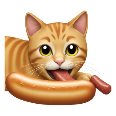 Cat eating a sausage sticker