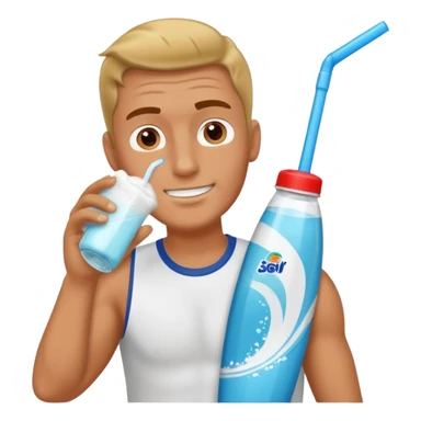 A man drinking surf Excel direct from the packet with straw sticker