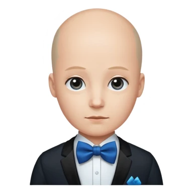 Bald with blue bow tie, midnight balck dress. sticker