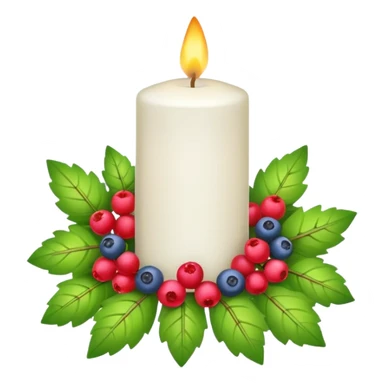 white candle with a colorful garland sticker