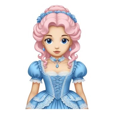Rococo blue dress with pale pink and lace sticker