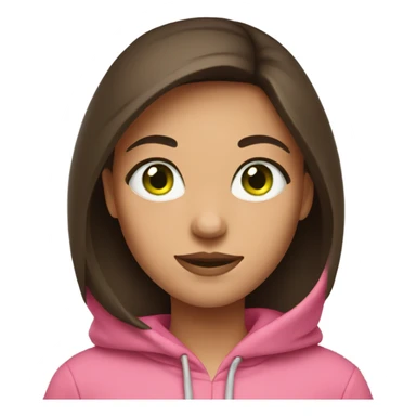 brunette girl with green eyes in a pink hoodie sticker