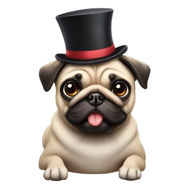 Pug in top hat sticker