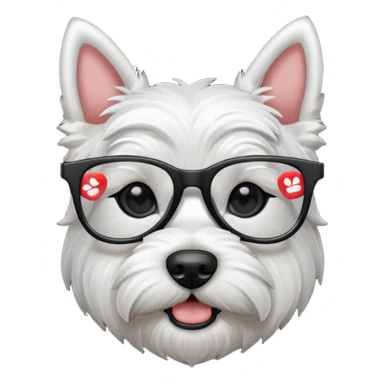 Westie Dog with all black glasses sticker