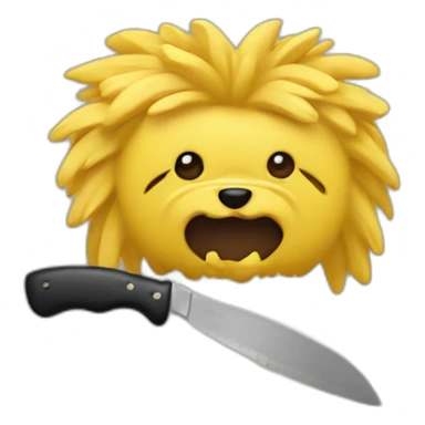 Yellow yorkshire with a knife in the mouth sticker