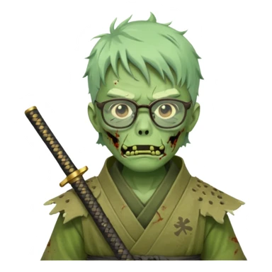 green zombie  samurai with glasses sticker