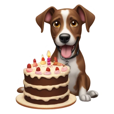 a dog eating a birthday cake sticker