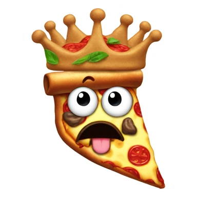Poop wearing a crown made of pizza sticker