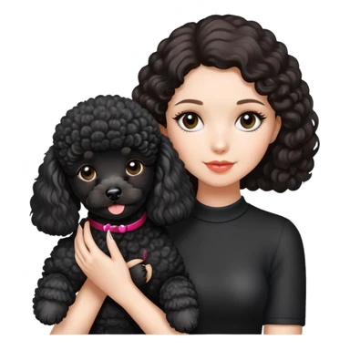 Beautiful girl holding a black toy poodle sticker