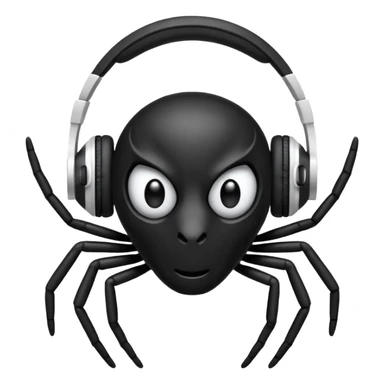 A black spider with white headphones sticker