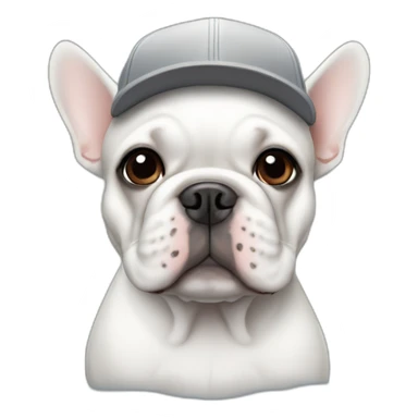 white FRENCH BULLDOG with with grey baseball hat sticker