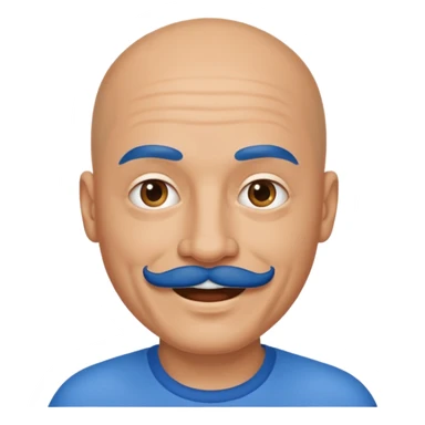 bald man with blue mustache sticker