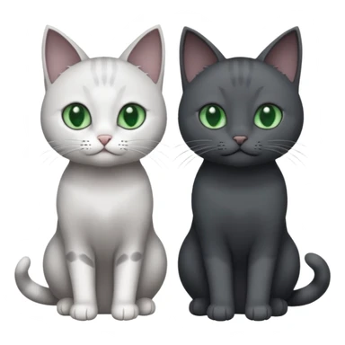2 different coloured small cats including a dark grey and white and a completely solid dark grey with green eyes and only white paws sticker