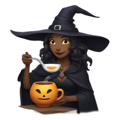 Witch drinking tea with bestie sticker