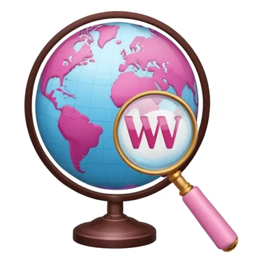 mix light pink dark pink and white girly globe with WWW in big letters under it and a small magnifying glass
It looks like an internet bar icon. sticker