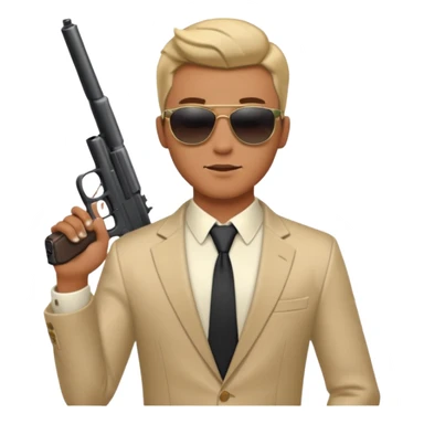 a handsome guy wearing a party clothes with sun glasses and a gun. sticker