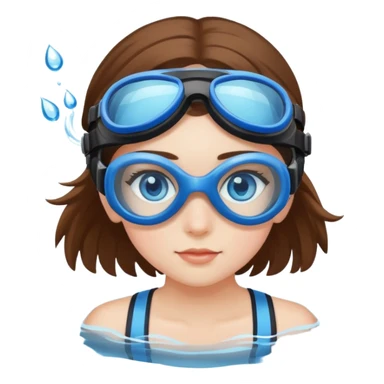 Girl blue eyes with goggles by water sticker