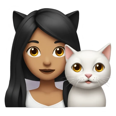 woman with long black hair and cat ears sticker