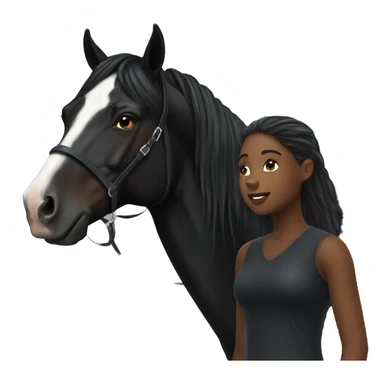 black horse and girl sticker